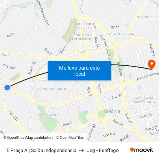 T. Praça A | Saída Independência to Ueg - Eseffego map