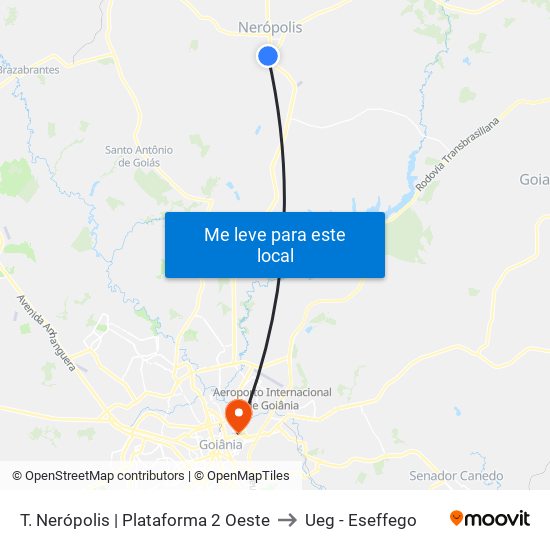 T. Nerópolis | Plataforma 2 Oeste to Ueg - Eseffego map