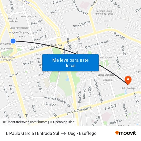 T. Paulo Garcia | Entrada Sul to Ueg - Eseffego map