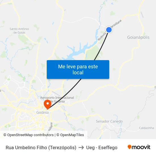 Rua Umbelino Filho (Terezópolis) to Ueg - Eseffego map
