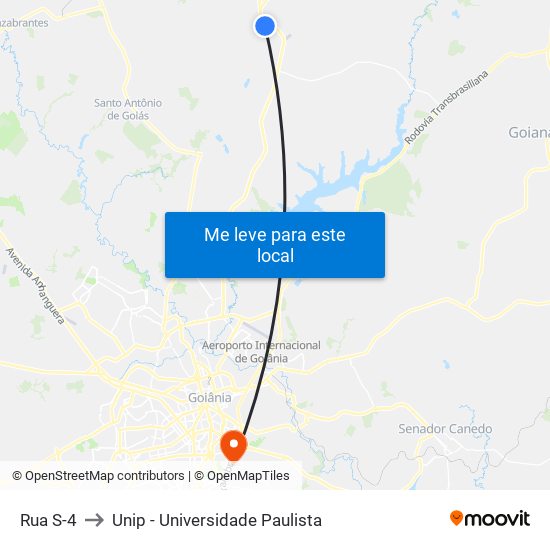 Rua S-4 to Unip - Universidade Paulista map