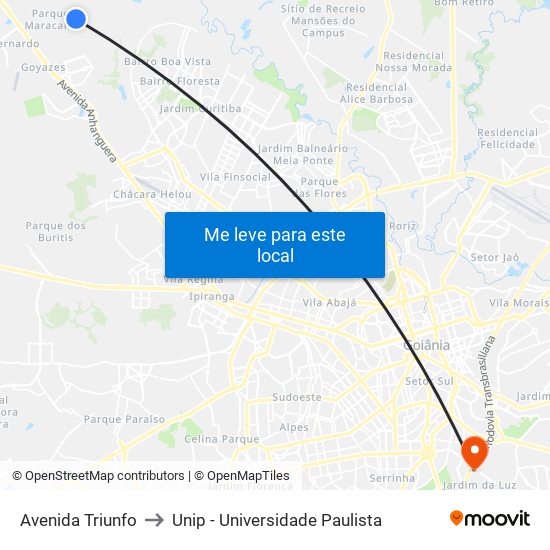Avenida Triunfo to Unip - Universidade Paulista map