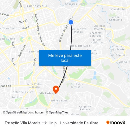 Estação Vila Morais to Unip - Universidade Paulista map