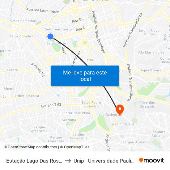 Estação Lago Das Rosas to Unip - Universidade Paulista map