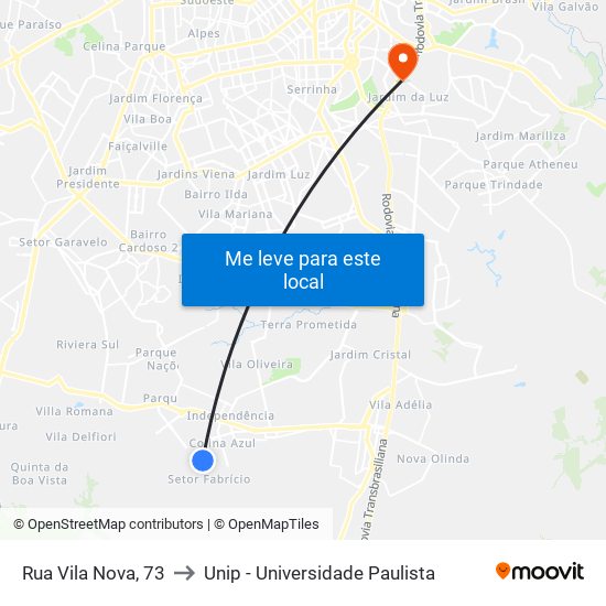 Rua Vila Nova, 73 to Unip - Universidade Paulista map