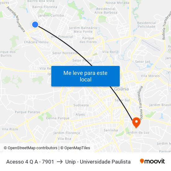 Acesso 4 Q A - 7901 to Unip - Universidade Paulista map