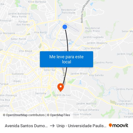 Avenida Santos Dumont to Unip - Universidade Paulista map