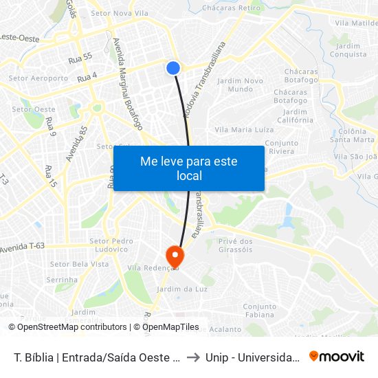 T. Bíblia | Entrada/Saída Oeste - Brt Anhanguera to Unip - Universidade Paulista map