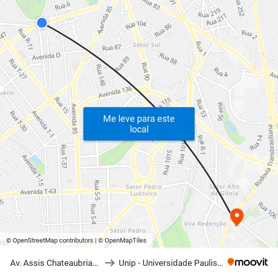 Av. Assis Chateaubriand to Unip - Universidade Paulista map