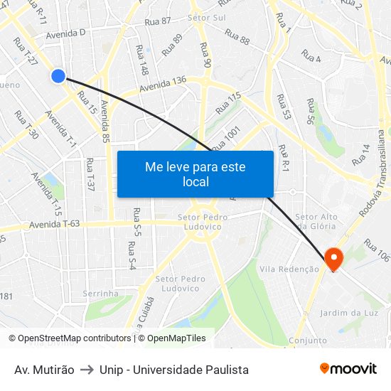 Av. Mutirão to Unip - Universidade Paulista map