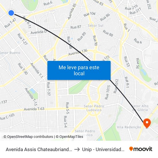 Avenida Assis Chateaubriand, 1978-2016 to Unip - Universidade Paulista map