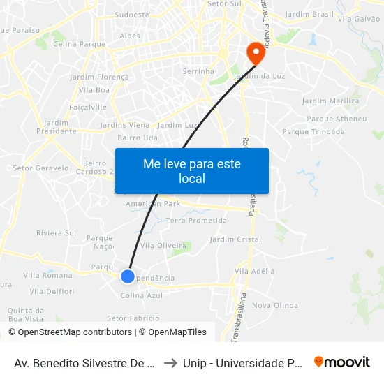 Av. Benedito Silvestre De Toledo to Unip - Universidade Paulista map