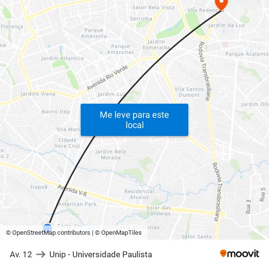 Av. 12 to Unip - Universidade Paulista map