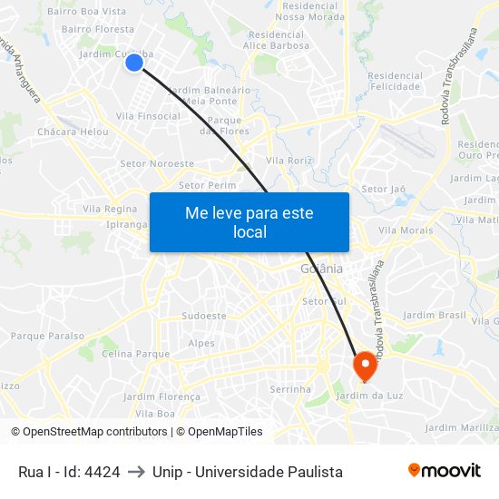 Rua I - Id: 4424 to Unip - Universidade Paulista map