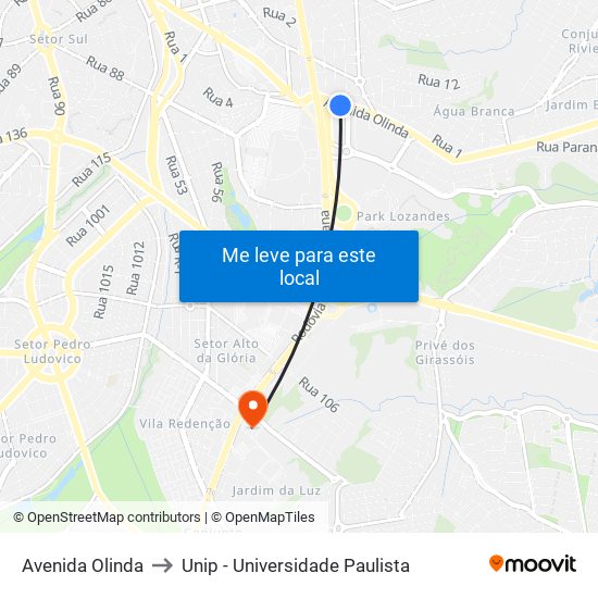 Avenida Olinda to Unip - Universidade Paulista map