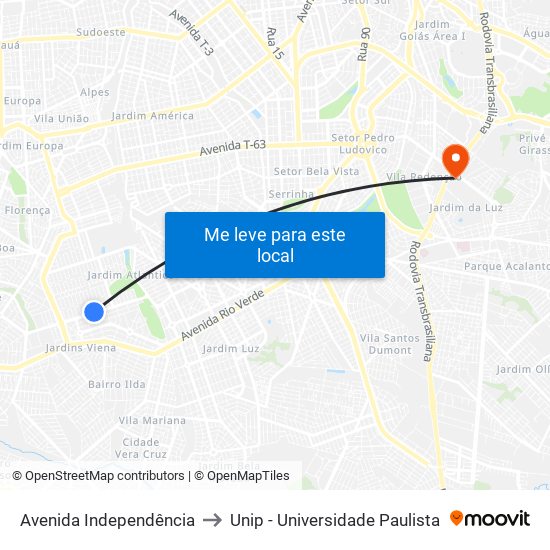 Avenida Independência to Unip - Universidade Paulista map