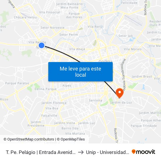 T. Pe. Pelágio | Entrada Avenida Bandeirantes to Unip - Universidade Paulista map