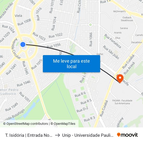 T. Isidória | Entrada Norte to Unip - Universidade Paulista map