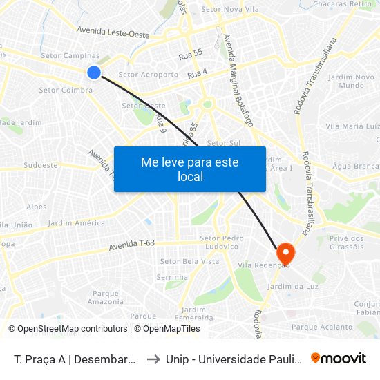 T. Praça A | Desembarque to Unip - Universidade Paulista map