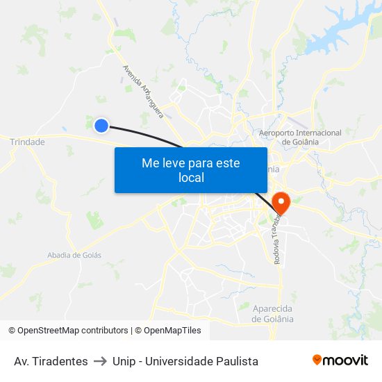 Av. Tiradentes to Unip - Universidade Paulista map