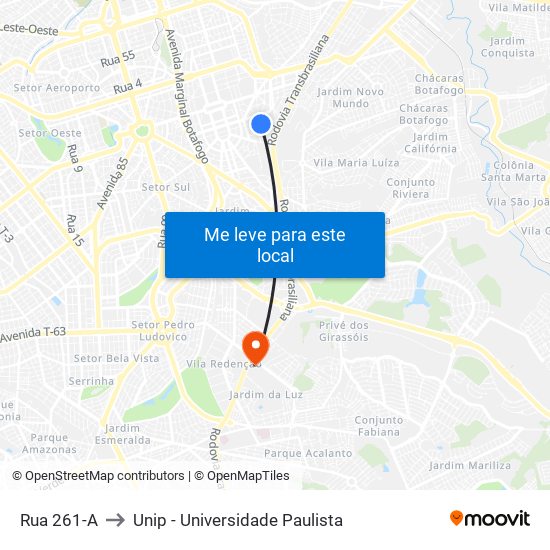 Rua 261-A to Unip - Universidade Paulista map