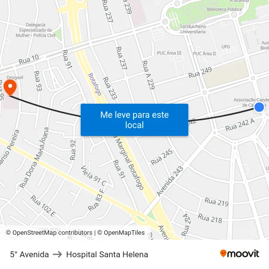 5° Avenida to Hospital Santa Helena map