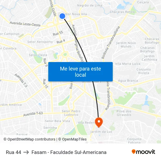 Rua 44 to Fasam - Faculdade Sul-Americana map