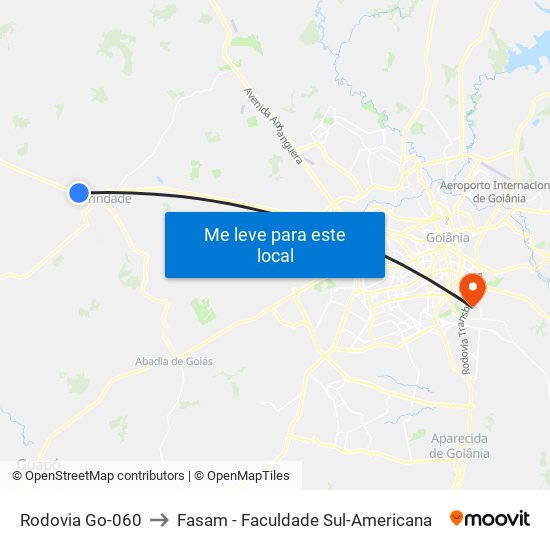 Rodovia Go-060 to Fasam - Faculdade Sul-Americana map