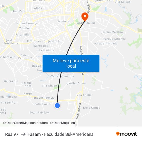 Rua 97 to Fasam - Faculdade Sul-Americana map