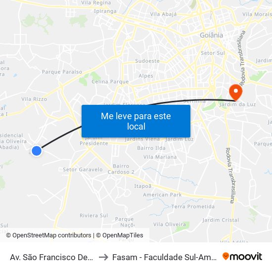 Av. São Francisco De Assis to Fasam - Faculdade Sul-Americana map
