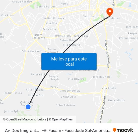 Av. Dos Imigrantes to Fasam - Faculdade Sul-Americana map