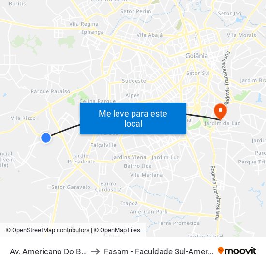 Av. Americano Do Brasil to Fasam - Faculdade Sul-Americana map