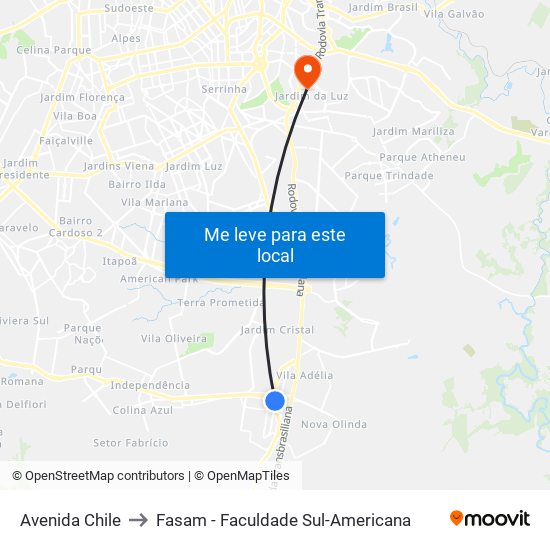 Avenida Chile to Fasam - Faculdade Sul-Americana map