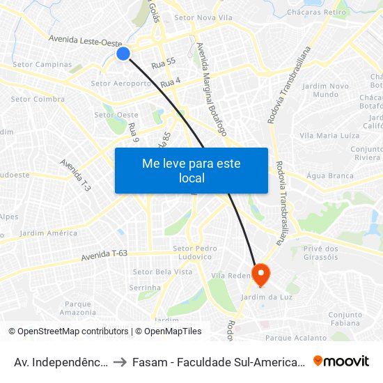 Av. Independência to Fasam - Faculdade Sul-Americana map