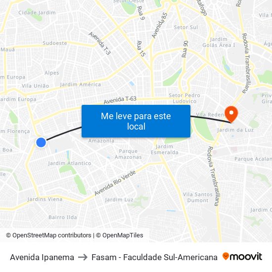 Avenida Ipanema to Fasam - Faculdade Sul-Americana map