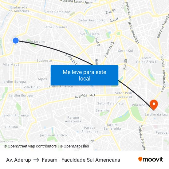 Av. Aderup to Fasam - Faculdade Sul-Americana map