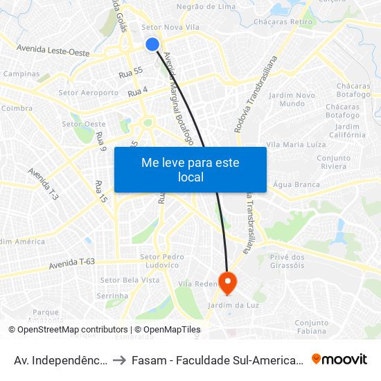 Av. Independência to Fasam - Faculdade Sul-Americana map