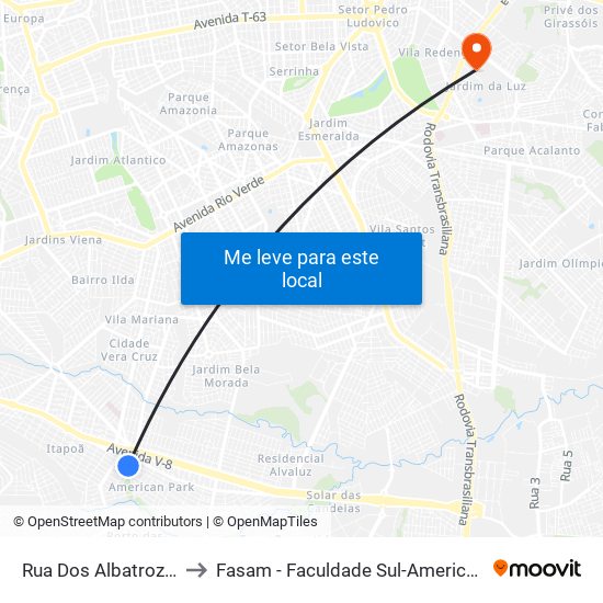 Rua Dos Albatrozes to Fasam - Faculdade Sul-Americana map