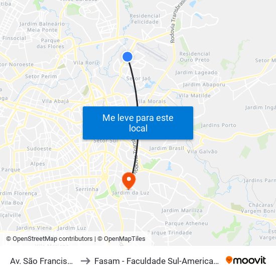 Av. São Francisco to Fasam - Faculdade Sul-Americana map