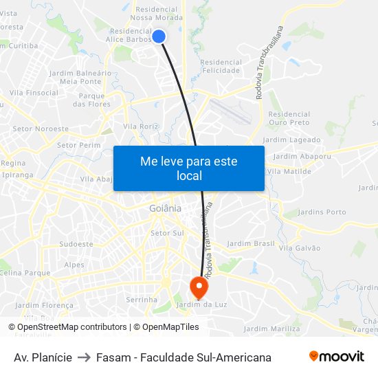 Av. Planície to Fasam - Faculdade Sul-Americana map