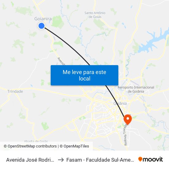Avenida José Rodrigues to Fasam - Faculdade Sul-Americana map