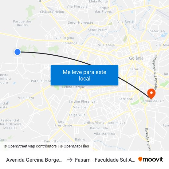 Avenida Gercina Borges Teixeira to Fasam - Faculdade Sul-Americana map