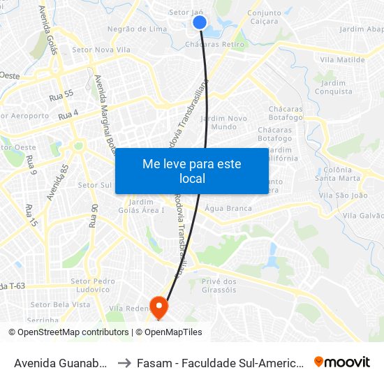 Avenida Guanabara to Fasam - Faculdade Sul-Americana map