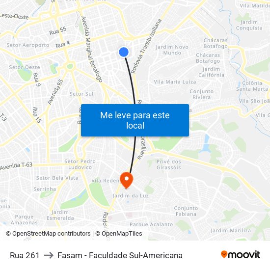 Rua 261 to Fasam - Faculdade Sul-Americana map