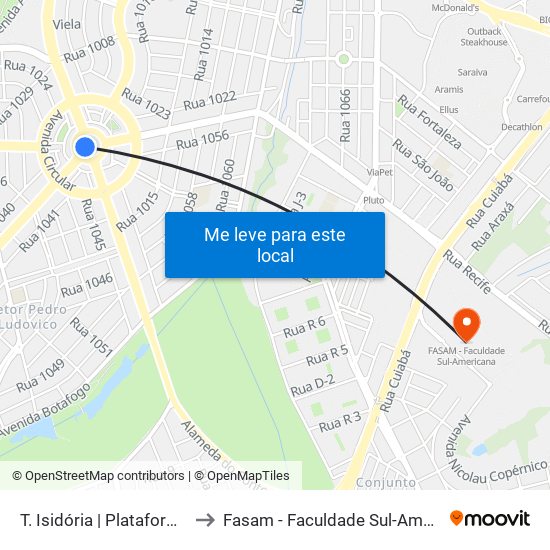 T. Isidória | Plataforma D3 to Fasam - Faculdade Sul-Americana map