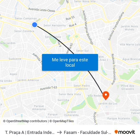 T. Praça A | Entrada Independência to Fasam - Faculdade Sul-Americana map