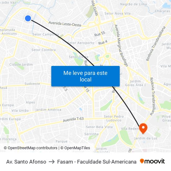 Av. Santo Afonso to Fasam - Faculdade Sul-Americana map