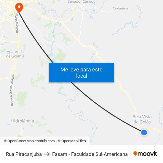 Rua Piracanjuba to Fasam - Faculdade Sul-Americana map