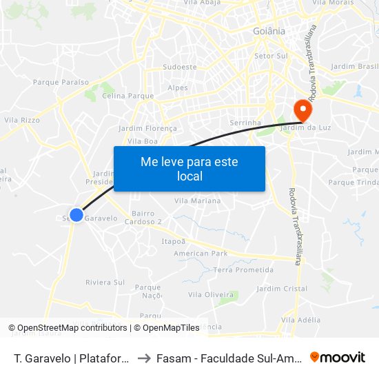 T. Garavelo | Plataforma B4 to Fasam - Faculdade Sul-Americana map