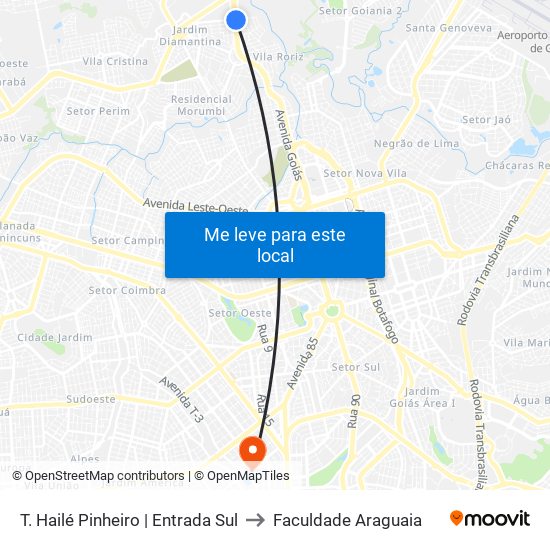 T. Hailé Pinheiro | Entrada Sul to Faculdade Araguaia map